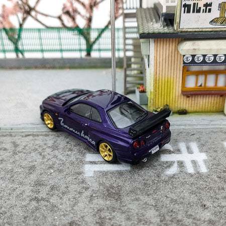 MINIGT 1:64 Nissan Skyline GT-R Tommykaira R-z Midnight Purple Alloy car model
