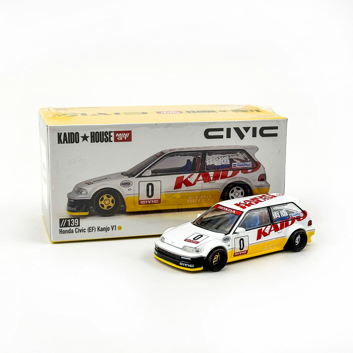 Kaido House MINIGT 1:64 #139 HONDA Civic EF Yellow Alloy car model