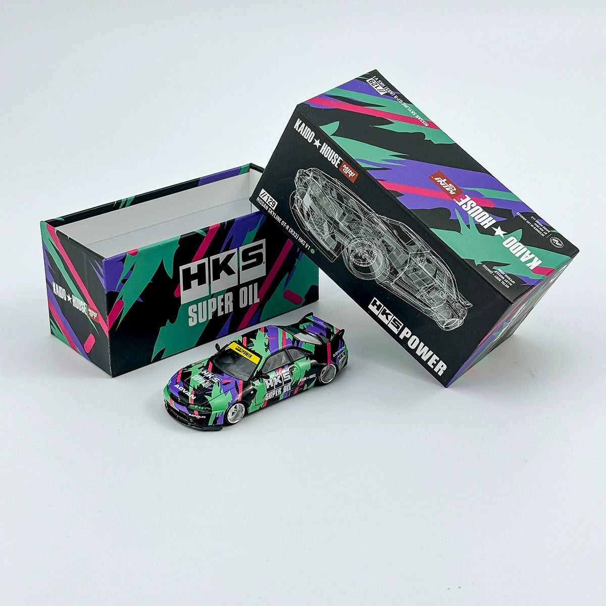 Kaido House MINIGT 1:64 #129 Nissan GTR R33 HKS Alloy car model