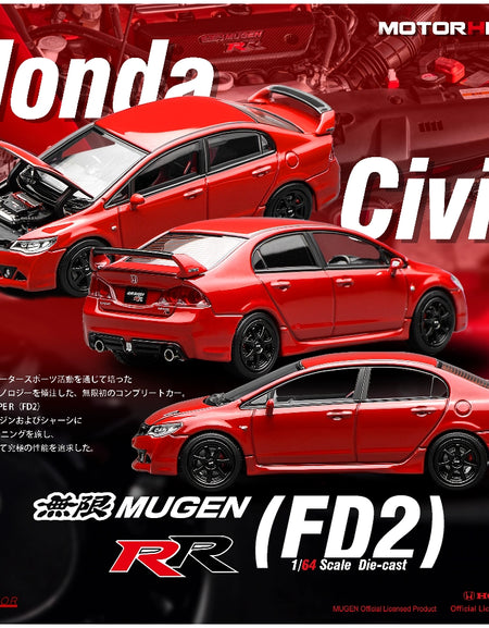 Motorhelix 1:64 Honda CIVIC FD2 Mugen RR Alloy car model