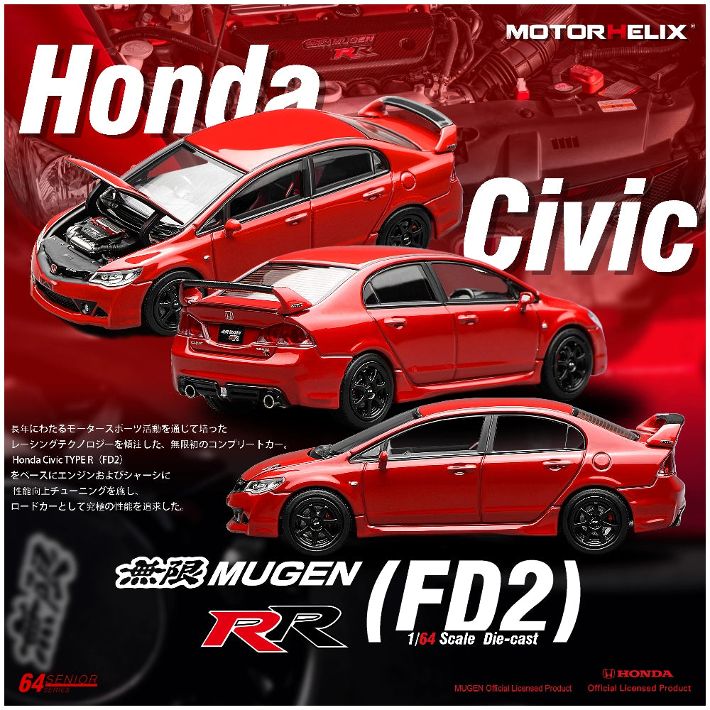 Motorhelix 1:64 Honda CIVIC FD2 Mugen RR Alloy car model