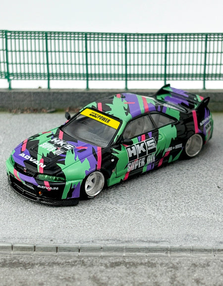Kaido House MINIGT 1:64 #129 Nissan GTR R33 HKS Alloy car model