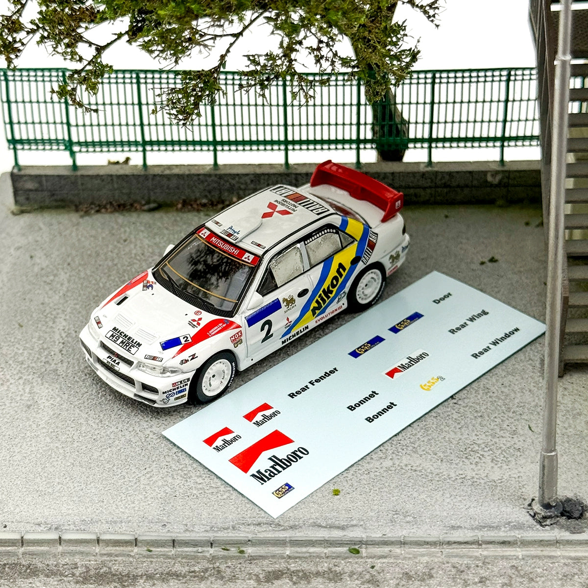TW Tarmac Works 1:64 Mitsubishi Lancer Evo III #2 Hong kong-Beijing Rally1995 Winner Alloy car model