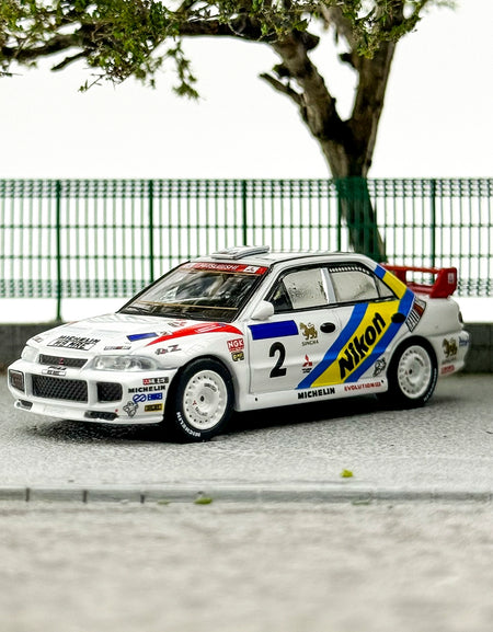 TW Tarmac Works 1:64 Mitsubishi Lancer Evo III #2 Hong kong-Beijing Rally1995 Winner Alloy car model
