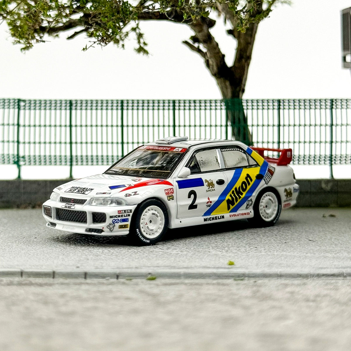 TW Tarmac Works 1:64 Mitsubishi Lancer Evo III #2 Hong kong-Beijing Rally1995 Winner Alloy car model