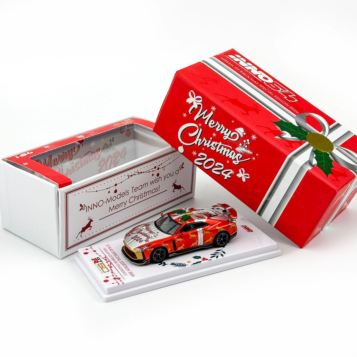 INNO 1:64 Nissan GT-R50 Christmas Edition 2024 Alloy car model