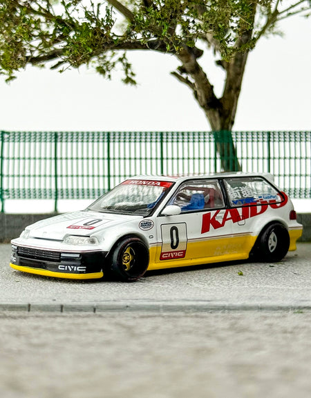 Kaido House MINIGT 1:64 #139 HONDA Civic EF Yellow Alloy car model