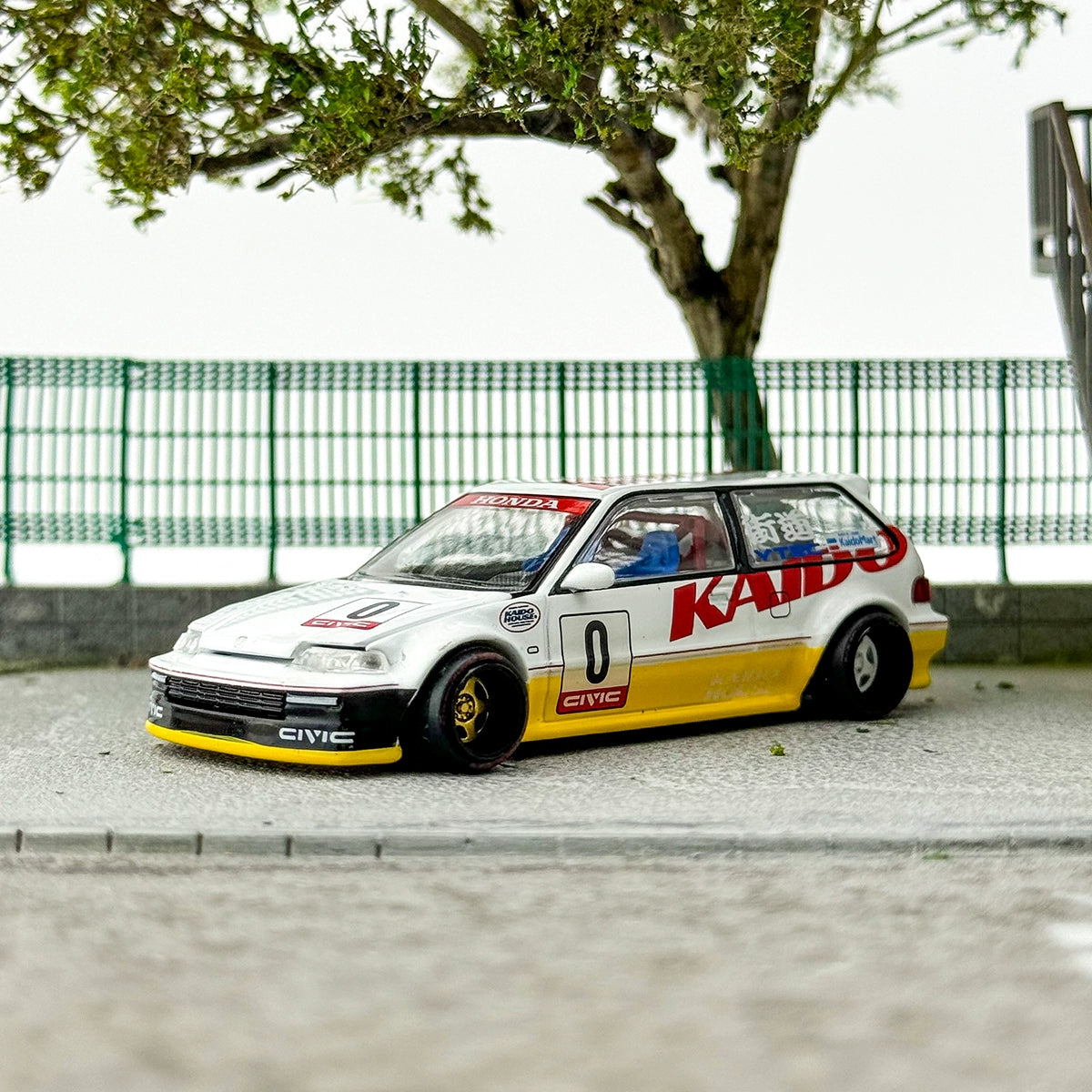 Kaido House MINIGT 1:64 #139 HONDA Civic EF Yellow Alloy car model