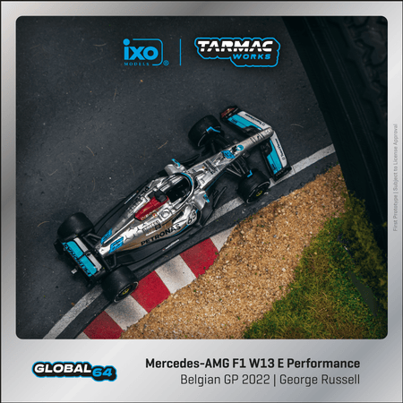 Tarmac Works TW Mercedes-AMG F1 W13 E PerformanceBelgian GP 2022 George Russell Alloy car model