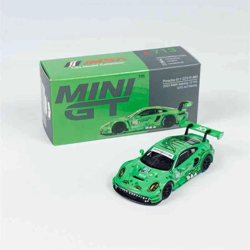 MINI GT #713 1:64 Porsche 911 GT3 R #80 2023 IMSA Sebring 12 Hrs GTD AO Racing