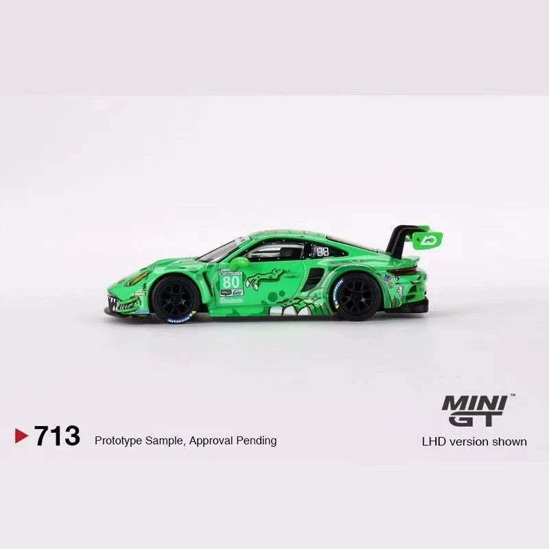 MINI GT #713 1:64 Porsche 911 GT3 R #80 2023 IMSA Sebring 12 Hrs GTD AO Racing